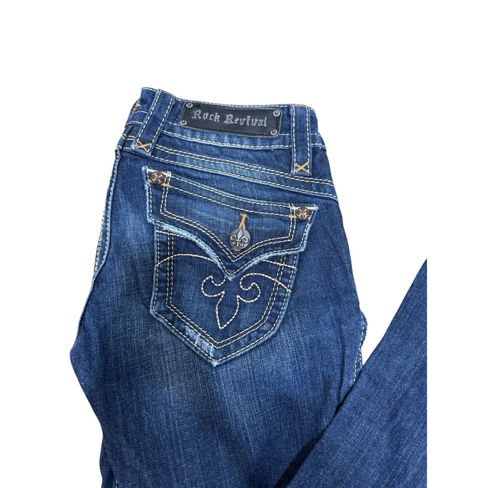 Rock Revival Women's Jeans y2k vintage Thick Stitch Embellished Sz. 27